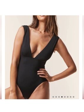 NEW Andie The Mykonos One Piece Swimsuit Black Large